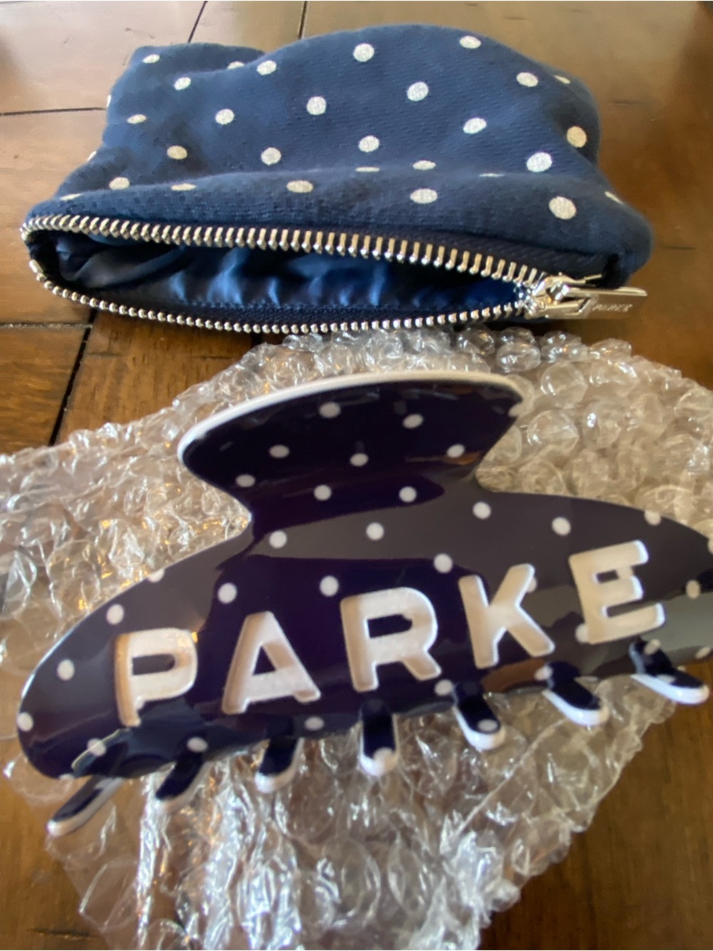 Parke Navy with White Polka Dot Hair Claw Clip